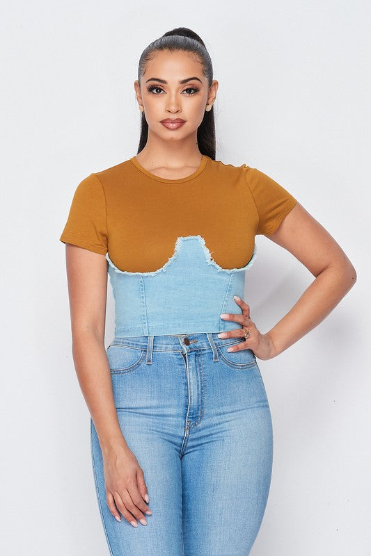 Mustard Denim Top